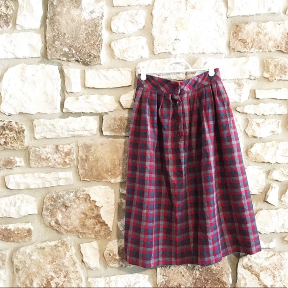 Vintage Wool Plaid Skirt